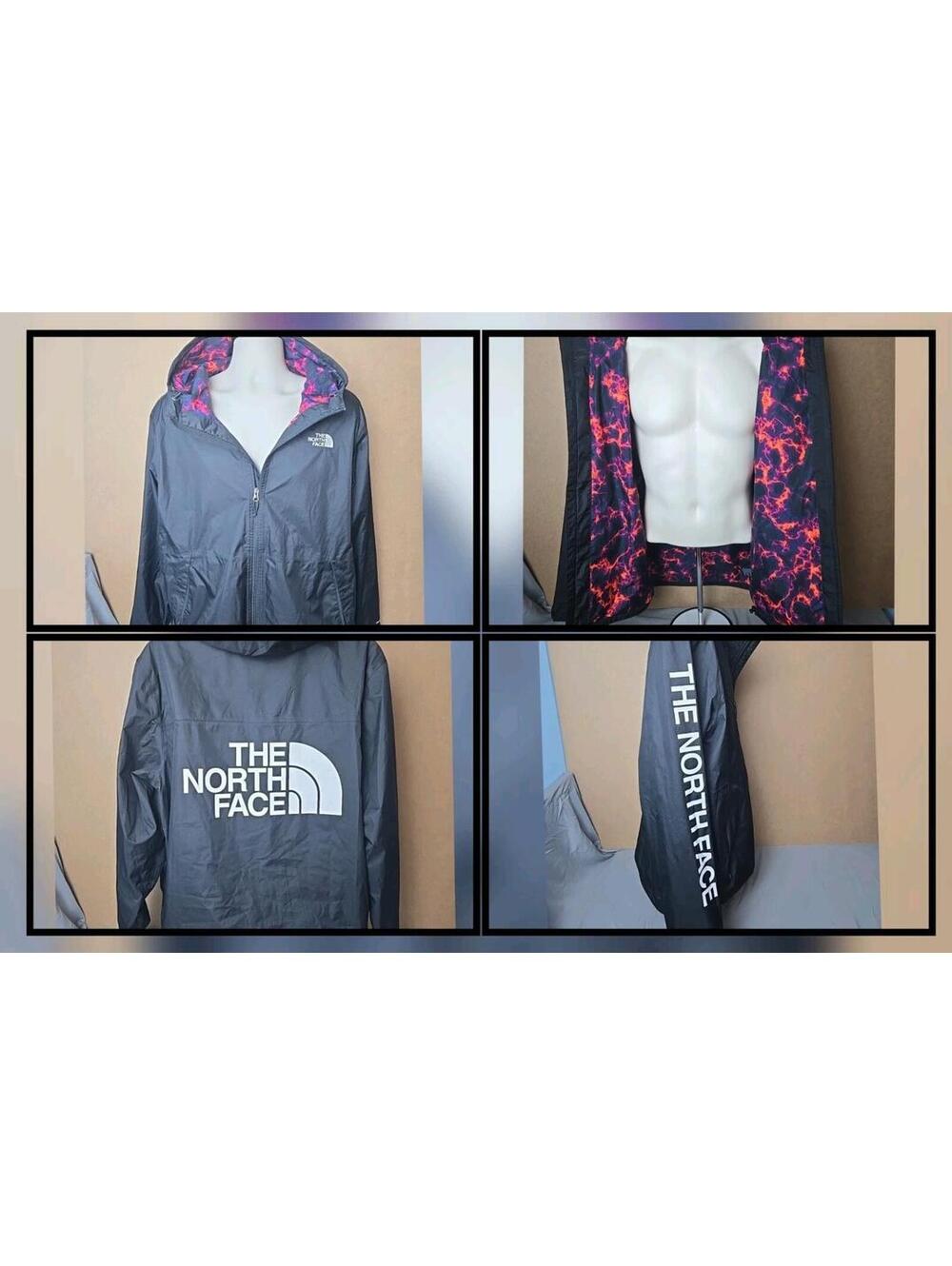 The North Face Shell Black Marble Lava Camo Mens XL 61661 Lightweight Big Letter